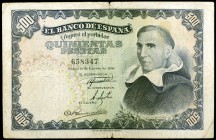 1946. 500 pesetas. (Ed. D53) (Ed. 452). 19 de febrero, Padre Vitoria. Raro. BC+.