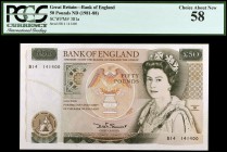 (1981-1988). Gran Bretaña. Banco de Inglaterra. 50 libras. (Pick 381a). Certificado por la PCGS como 58 Choice About New. S/C-.