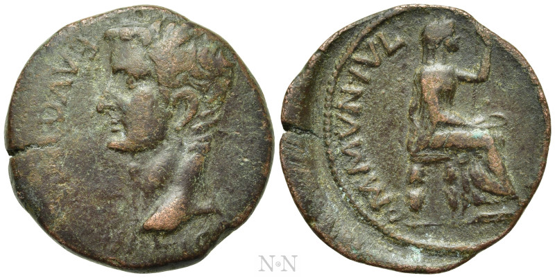 ZEUGITANIA. Utica. Tiberius (14-37). Ae. 

Obv: TI CAE DIVI AVG F AVG IMP VII....