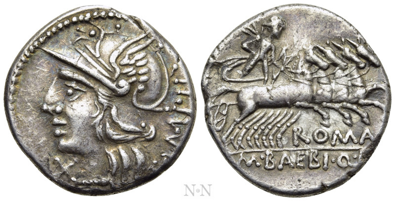 M. BAEBIUS Q.F. TAMPILUS. Denarius. (137 BC). Rome. 

Obv: TAMPIL. 
Helmeted ...