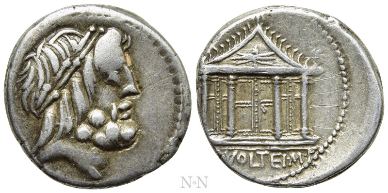 M. VOLTEIUS M.F. Denarius (75 BC). Rome. 

Obv: Laureate head of Jupiter right...