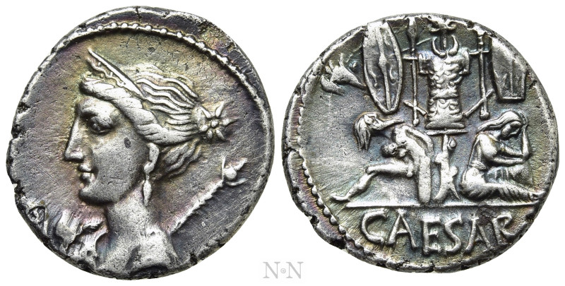 JULIUS CAESAR. Denarius (46-45 BC). Military mint traveling with Caesar in Spain...