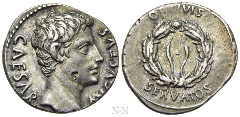 AUGUSTUS (27 BC-14 AD). Denarius. Uncertain mint in Spain, possibly Colonia Patr...