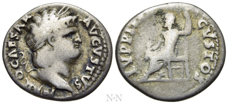 NERO (54-68). Denarius. Rome. 

Obv: NERO CAESAR AVGVSTVS. 
Laureate head rig...