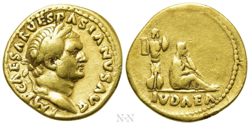 VESPASIAN (69-79). GOLD Aureus. Rome. "Judaea Capta" issue.

Obv: IMP CAESAR V...