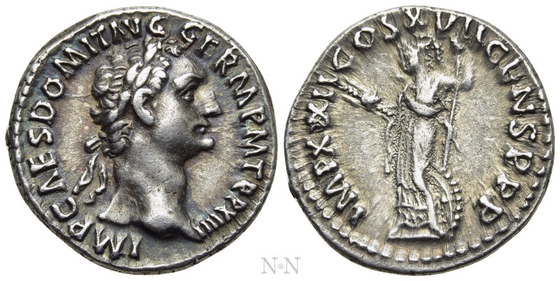 DOMITIAN (81-96). Denarius. Rome. 

Obv: IMP CAES DOMIT AVG GERM P M TR P XIII...