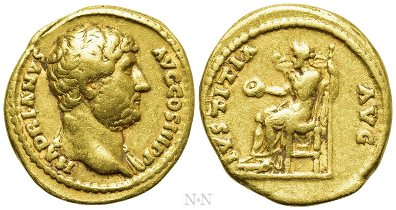 HADRIAN (117-138). GOLD Aureus. Rome.

Obv: HADRIANVS AVG COS III P P.
Bare-h...
