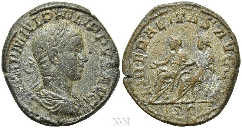 PHILIP II (247-249). Sestertius. Rome. 

Obv: IMP M IVL PHILIPPVS AVG. 
Laure...