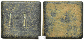 COMMERCIAL WEIGHT (Circa 4th-6th centuries). Square Ae 12 Scripula/Grammata