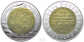 AUSTRIA. Niobium and Silver 25 Euro (2006). European Satellite Navigation