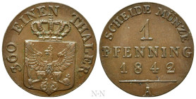 GERMANY. Prussia. Friedrich Wilhelm IV (1840-1861). 1 Pfennig (1842-A). Berlin