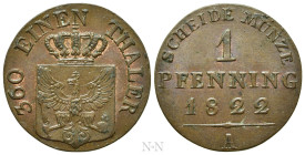 GERMANY. Prussia. Friedrich Wilhelm III (1797-1840). 1 Pfennig (1822-A). Berlin