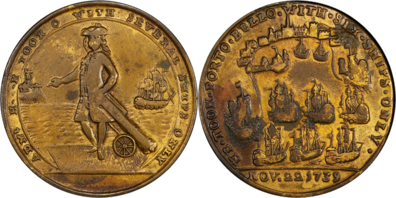 1739 Admiral Vernon Medal. No Location. Adams-Chao NLh 1-A. M-G 241. Rarity-7. P...