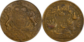 1739 Admiral Vernon Medal. Porto Bello with No Portrait. Adams-Chao PB 2-D, M-G 22. Rarity-5. Pinchbeck. EF-40 (PCGS).

38.6 mm. 256.0 grains. Outst...