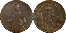1739 Admiral Vernon Medal. Porto Bello with Vernon's Portrait Alone. Adams-Chao PBv 7-E, M-G 32. Rarity-8. Pinchbeck. Fine Details--Bent (PCGS).

37...