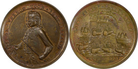 1739 Admiral Vernon Medal. Porto Bello with Vernon's Portrait Alone. Adams-Chao PBv 13-K, M-G 38. Rarity-5. Copper. AU-53 (PCGS).

40.2 mm. 244.6 gr...