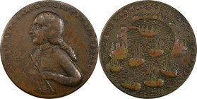 1739 Admiral Vernon Medal. Porto Bello with Vernon's Portrait Alone. Adams-Chao PBv 17-N, M-G 26. Rarity-6. Pinchbeck. VF-20 (PCGS).

38.1 mm. 331.0...