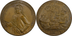 1739 Admiral Vernon Medal. Porto Bello with Vernon's Portrait Alone. Adams-Chao PBv 21-R, M-G 46. Rarity-7. Pinchbeck. AU-58 (PCGS).

36.5 mm. 276.9...