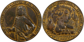 1739 Admiral Vernon Medal. Porto Bello with Vernon's Portrait Alone. Adams-Chao PBv 23-T, M-G 44. Rarity-6. Pinchbeck. VF-25 (PCGS).

37.4 mm. 259.0...