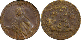 Undated Admiral Vernon Medal. Porto Bello with Vernon's Portrait Alone. Adams-Chao PBv 27-W, M-G 49. Rarity-6. Pinchbeck. VF Details--Environmental Da...