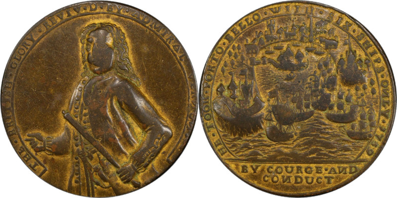 1739 Admiral Vernon Medal. Porto Bello with Vernon's Portrait Alone. Adams-Chao ...