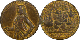 1739 Admiral Vernon Medal. Porto Bello with Vernon's Portrait Alone. Adams-Chao PBv 30-BB, M-G 55. Rarity-7. Copper, Gilt. VF-30 (PCGS).

37.2 mm. 2...