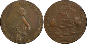 1739 Admiral Vernon Medal. Porto Bello with Vernon's Portrait Alone. Adams-Chao PBv 34-GG, M-G 61A. Rarity-6. Pinchbeck. VF-25 (PCGS).

36.7 mm. 176...