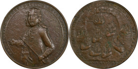 1739 Admiral Vernon Medal. Porto Bello with Vernon's Portrait Alone. Adams-Chao PBv 36-II, M-G 63. Rarity-5. Pinchbeck. AU-50 (PCGS).

38.2 mm. 229....