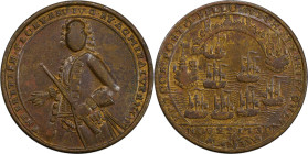 1739 Admiral Vernon Medal. Porto Bello with Vernon's Portrait Alone. Adams-Chao PBv 38-KK, M-G 65. Rarity-6. Pinchbeck. EF-40 (PCGS).

26.9 mm. 85.5...