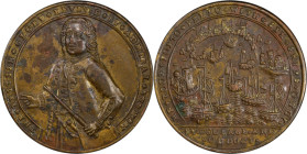 1739 Admiral Vernon Medal. Porto Bello with Vernon's Portrait Alone. Adams-Chao PBv 41-U, M-G 69. Rarity-6. Pinchbeck. AU-53 (PCGS).

37.3 mm. 260.8...