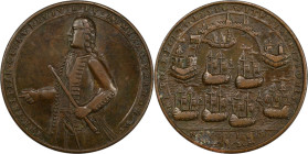 1739 Admiral Vernon Medal. Porto Bello with Vernon's Portrait Alone. Adams-Chao PBv 46-QQ, M-G 85. Rarity-6. Pinchbeck. EF-40 (PCGS).

37.0 mm. 214....