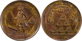 1739 Admiral Vernon Medal. Porto Bello with Vernon's Portrait and Icons. Adams-Chao PBvi 4-D, M-G 95. Rarity-6. Pinchbeck. AU-53 (PCGS).

38.5 mm. 2...
