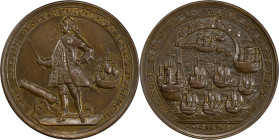 1739 Admiral Vernon Medal. Porto Bello with Vernon's Portrait and Icons. Adams-Chao PBvi 5-E, M-G 96. Rarity-5. Pinchbeck. AU-55 (PCGS).

40.6 mm. 2...