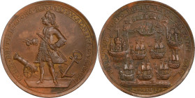 1739 Admiral Vernon Medal. Porto Bello with Vernon's Portrait and Icons. Adams-Chao PBvi 6-G, M-G 98. Rarity-5. Pinchbeck. AU-50 (PCGS).

38.0 mm. 2...