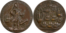 1739 Admiral Vernon Medal. Porto Bello with Vernon's Portrait and Icons. Adams-Chao PBvi 13-Q, M-G 105. Rarity-5. Pinchbeck. AU-50 (PCGS).

37.1 mm....