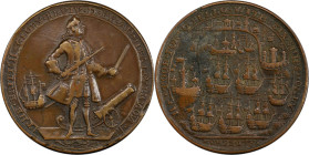 1739 Admiral Vernon Medal. Porto Bello with Vernon's Portrait and Icons. Adams-Chao PBvi 16-V, M-G 113. Rarity-6. Pinchbeck. VF-35 (PCGS).

39.0 mm....