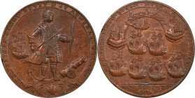 1739 Admiral Vernon Medal. Porto Bello with Vernon's Portrait and Icons. Adams-Chao PBvi 20-II, M-G 127. Rarity-7. Pinchbeck. AU Details--Environmenta...
