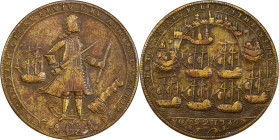 1739 Admiral Vernon Medal. Porto Bello with Vernon's Portrait and Icons. Adams-Chao PBvi 23-MM, M-G 135. Rarity-6. Pinchbeck. EF-40 (PCGS).

37.5 mm...