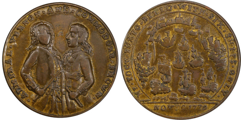 1739 Admiral Vernon Medal. Porto Bello with Multiple Portraits. Adams-Chao PBvb ...