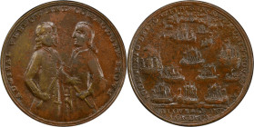 1739 Admiral Vernon Medal. Porto Bello with Multiple Portraits. Adams-Chao PBvb 2-D, M-G 141. Rarity-6. Copper. VF-35 (PCGS).

32.7 mm. 135.9 grains...