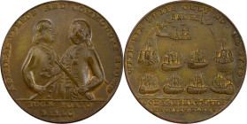 1739 Admiral Vernon Medal. Porto Bello with Multiple Portraits. Adams-Chao PBvb 5-H, M-G 144. Rarity-6. Pinchbeck. AU-55 (PCGS).

38.3 mm. 245.9 gra...
