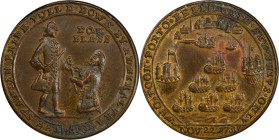 1739 Admiral Vernon Medal. Porto Bello with Multiple Portraits. Adams-Chao PBv1 5-D, M-G 175. Rarity-5. Pinchbeck. AU-55 (PCGS).

28.0 mm. 91.3 grai...