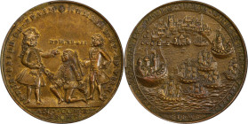 1739 Admiral Vernon Medal. Porto Bello with Multiple Portraits. Adams-Chao PBv1b 1-A, M-G 177. Rarity-6. Pinchbeck. MS-61 (PCGS).

38.9 mm. 205.3 gr...