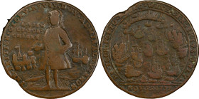 1739 Admiral Vernon Medal. Fort Chagre. Adams-Chao FCv 14-S, M-G 196. Rarity-5. Pinchbeck. Fine-12 (PCGS).

37.2 mm. 227.4 grains.

PCGS# 922050....