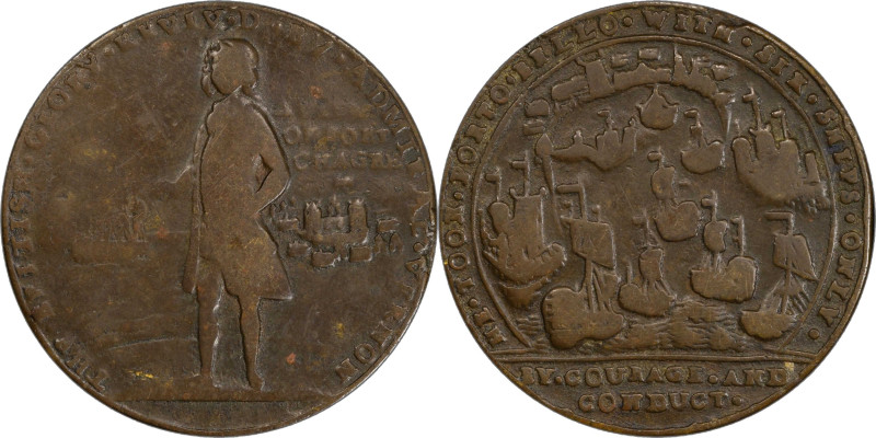 Undated Admiral Vernon Medal. Fort Chagre. Adams-Chao FCv 15-V, M-G 199. Rarity-...