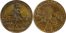 1741 Admiral Vernon Medal. Cartagena. Adams-Chao CAv 6-G, M-G 214. Rarity-4. Pinchbeck. MS-62 (PCGS).

37.0 mm. 172.9 grains. With beautiful golden-...