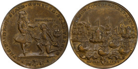 1741 Admiral Vernon Medal. Cartagena. Adams-Chao CAv1 1-B, M-G 219. Rarity-6. Pinchbeck. EF-45 (PCGS).

38.0 mm. 200.1 grains.

PCGS# 930283.

F...