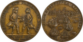 1741 Admiral Vernon Medal. Cartagena. Adams-Chao CAvo 4-F, M-G 225. Rarity-5. Pinchbeck. AU-55 (PCGS).

37.4 mm. 202.7 grains. A well made and well ...