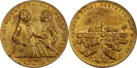 1747 Admirals Anson and Warren & the Defeat of the French at Cap Finisterre Medal. Betts-Unlisted, MH-346. Copper, Gilt. AU Details--Environmental Dam...