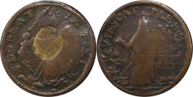 Undated (ca. 1652-1674) St. Patrick Farthing. Martin 2a.1-Ea.7, W-11500. Rarity-7. Copper. Sea Beasts Below King. Fine-12 (PCGS).

80.4 grains. The ...
